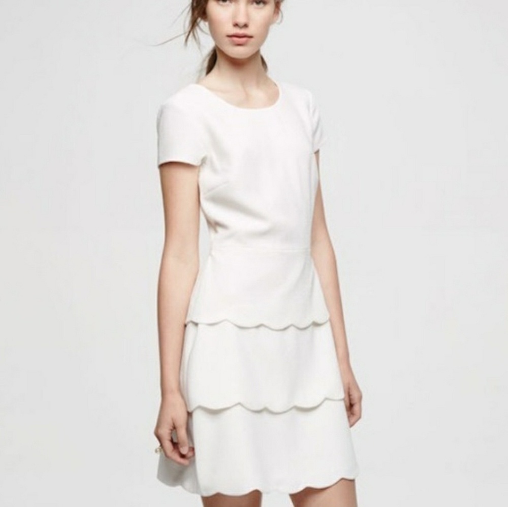 Club Monaco White Colby Scalloped Dress
